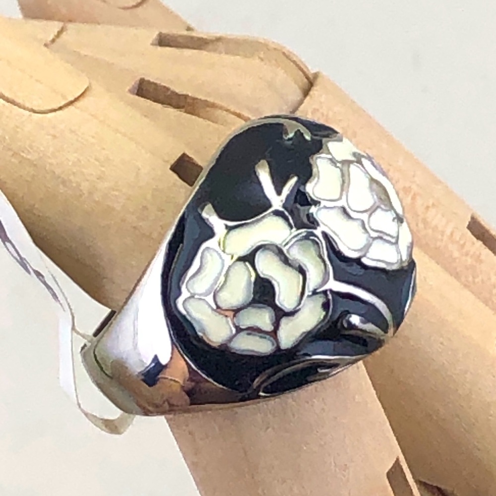 Ring - stainless steel - rose design